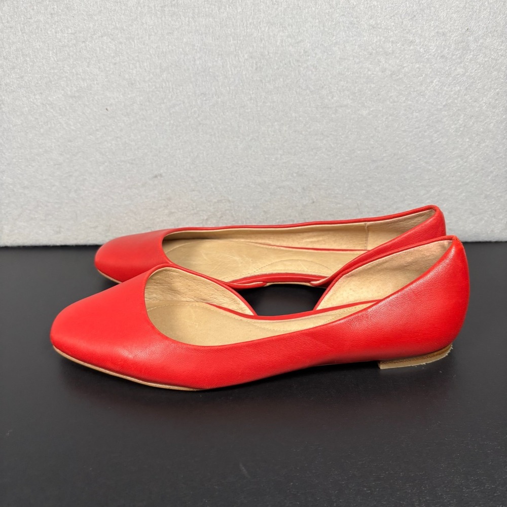J. Jill Yvette Asymmetric Red Leather D'Orsay Ballet Flats Womens Size 7M Shoes